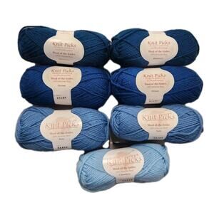 Knit Picks Yarn Bundle 7 Skeins Wool of the Andes Peruvian Wool Ocean Tone Knit